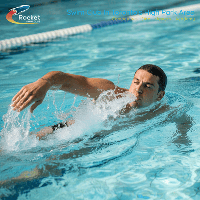 a swimmer demonstrating the "Blowout Freestyle" technique