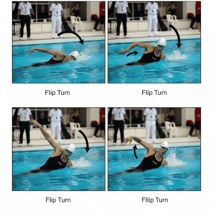 Flip turn, step by step