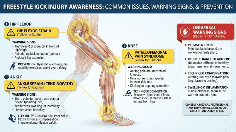 Common kick-related injury locations and warning signs