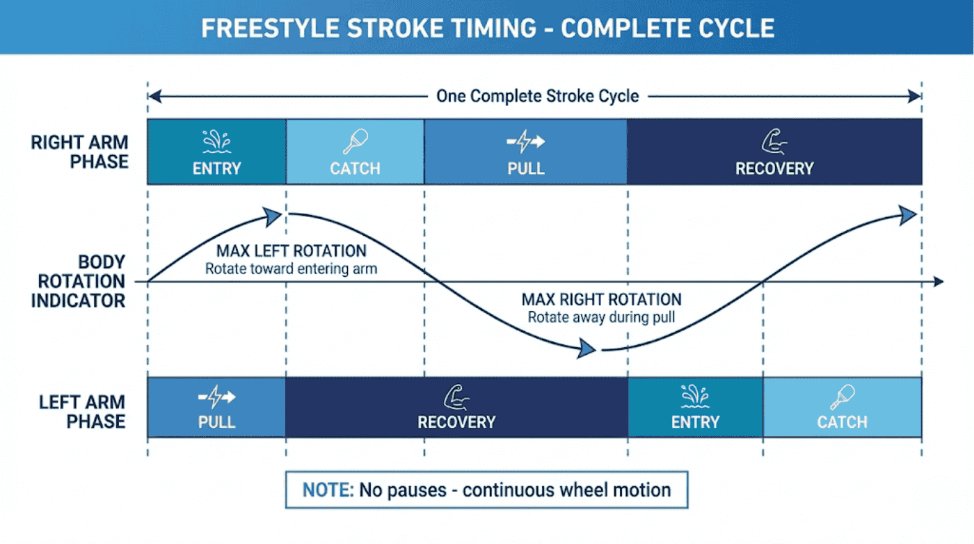 stroke phases with body rotation