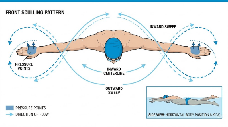 Sculling figure-8 hand motion