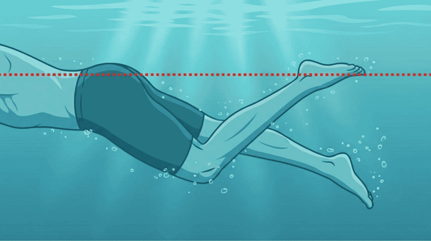 Knee bend in freestyle kick