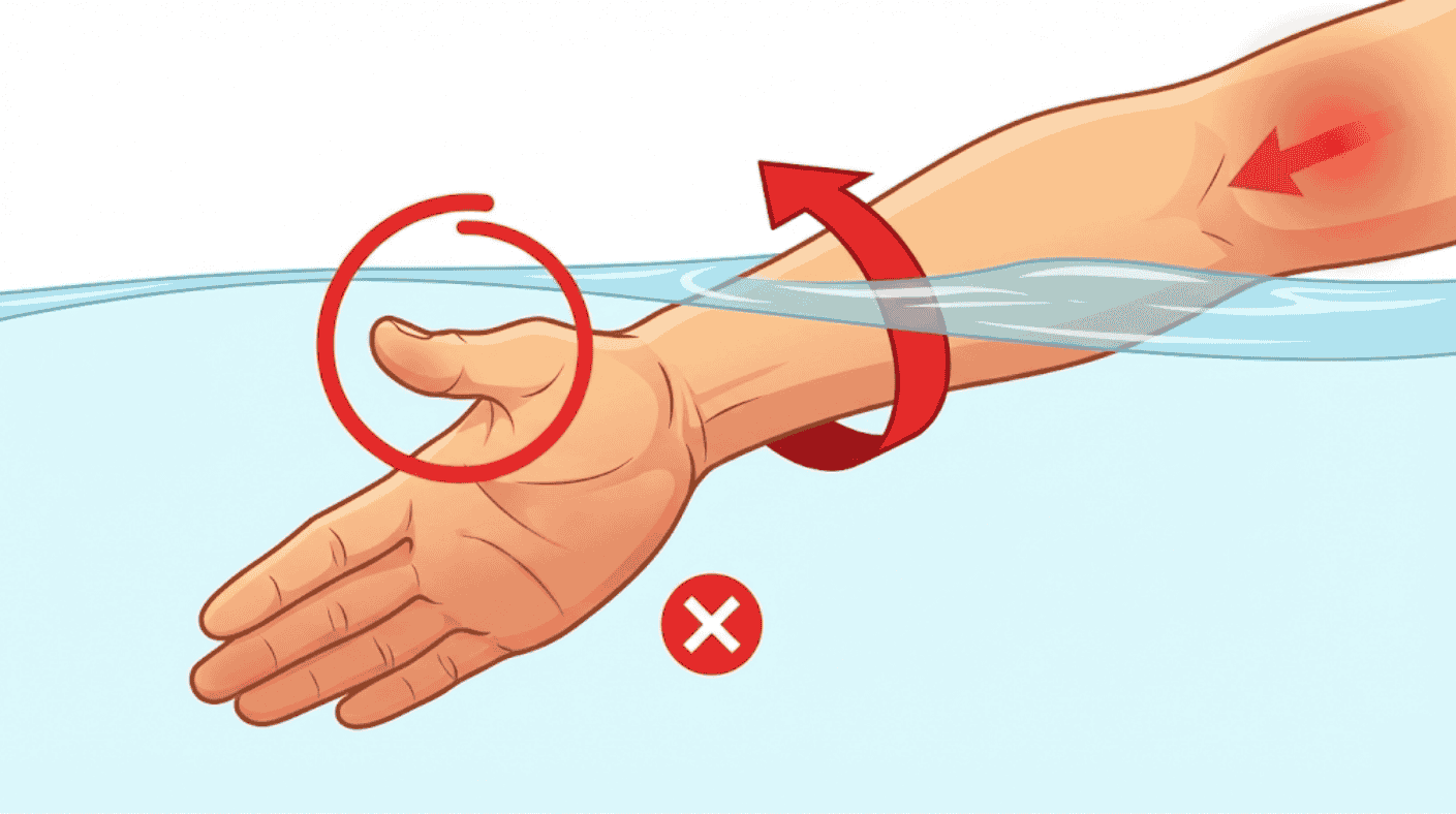 Incorrect thumb-first freestyle hand entry