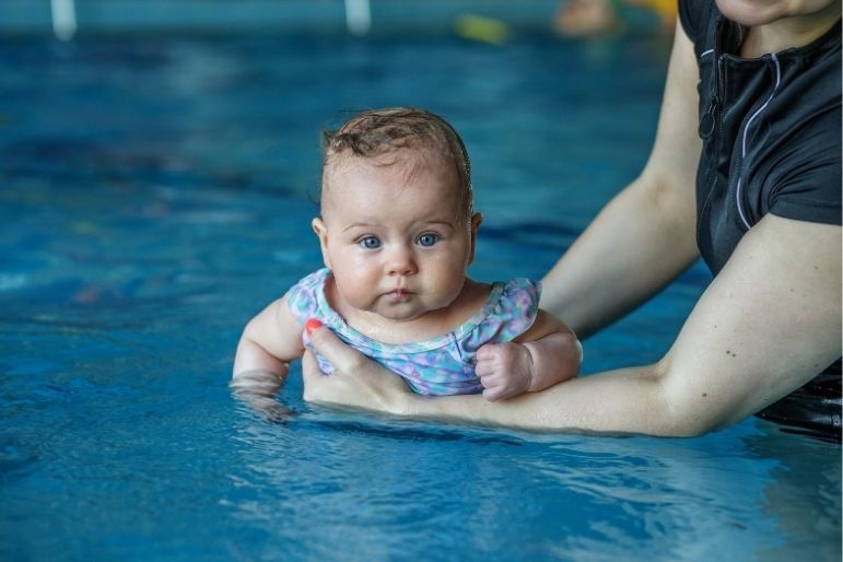 Water Safety and Life saving skill for baby - Rocket Swim coaches specialized care