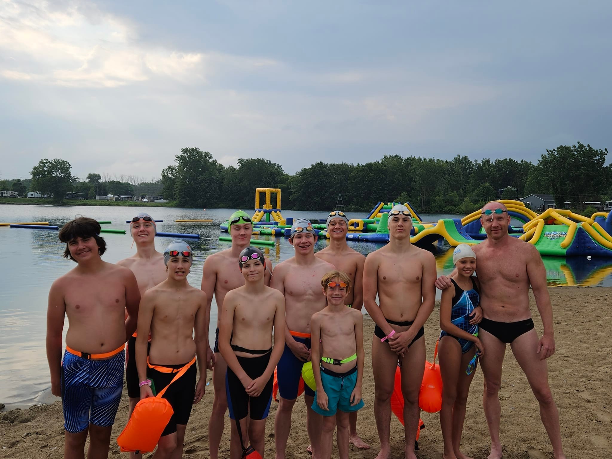 Bunch of swimmers working hard in 2024 summer camp